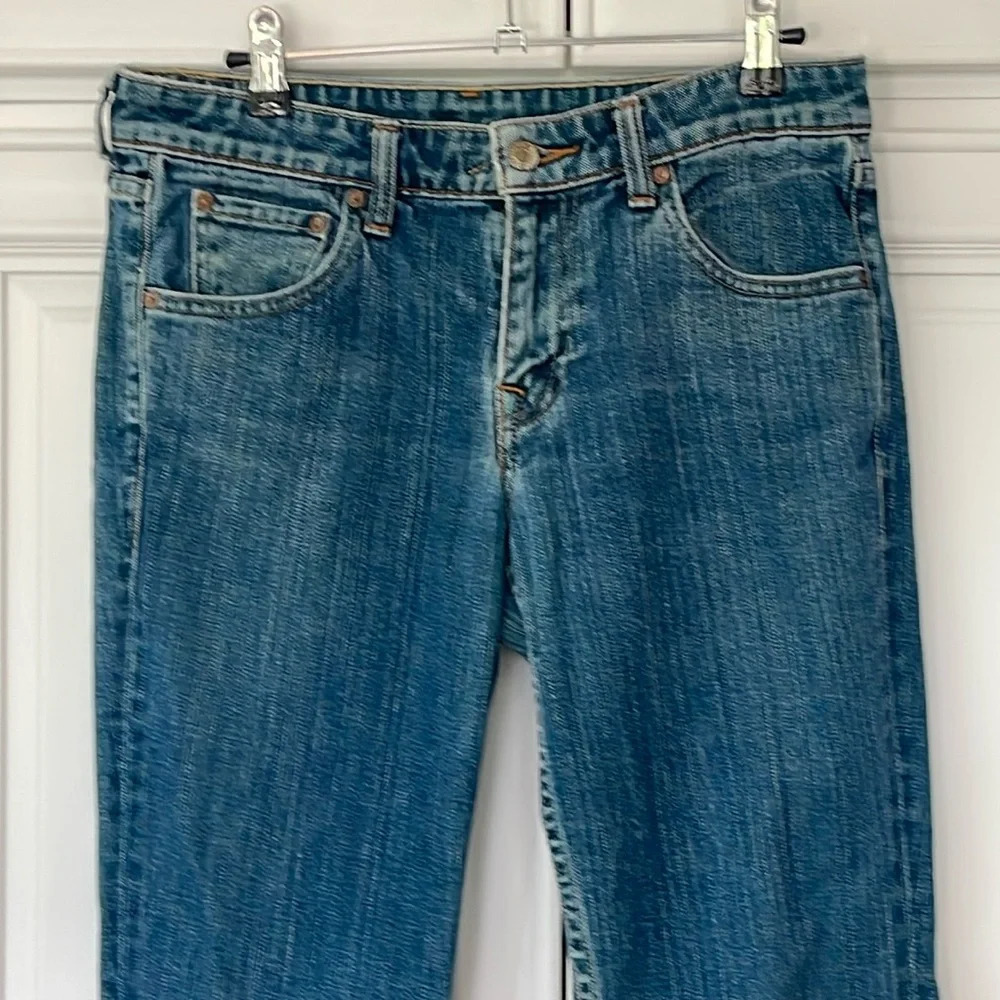 Vintage Levi’s premium denim jeans boot cut blue sz 30L rare cowboy lasso patch